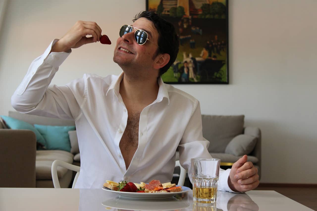 a man eating